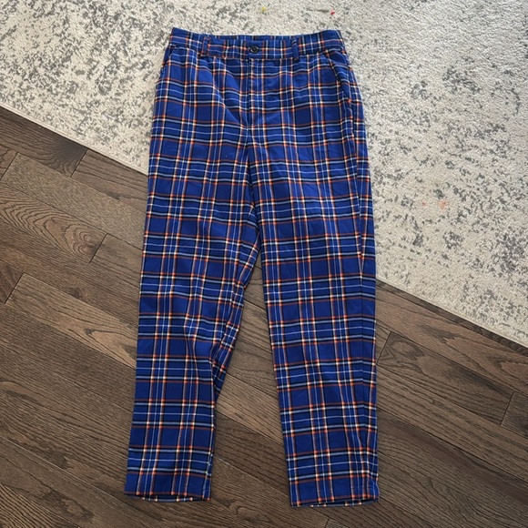 Women's blue plaid pants - Picture 1 of 7